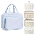 Hanging Toiletry Bag for Women with Detachable Pouch, Travel Toiletry Bag, Travel Size Toiletries, Cosmetic Bags, Seersucker Makeup Bags Gifts for Her Mom Girlfriend Wife Teacher(Blue)