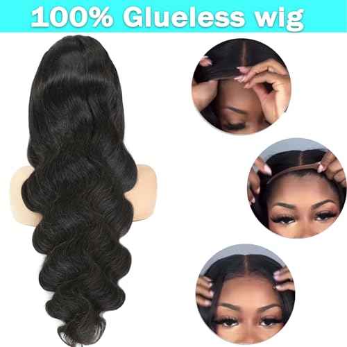 13x6 Glueless Wigs Human Hair Pre Plucked Pre Cut 28 Inch Wear and Go Glueless Wig 10A HD Body Wave Lace Front Wigs Human Hair Pre Plucked 180 Density Wigs for Women No Glue 3 Seconds for Beginners