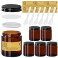 8 oz Amber Glass Jars with Lids - 6 Pack Refillable Containers