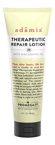 Adamia Therapeutic Repair Lotion with Macadamia Nut Oil and Promega-7, 4 Ounce Tube - Fragrance Free, Paraben Free, Non GMO