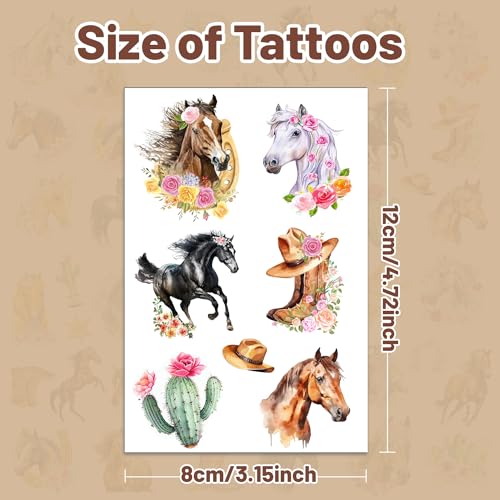 Horse Temporary Tattoos - 12 Sheet Cowgirl Party Favors