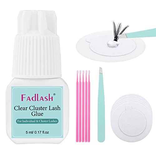 FADLASH Clear Cluster Lash Glue - Fast Drying Waterproof Eyelash Adhesive, 1 Pack