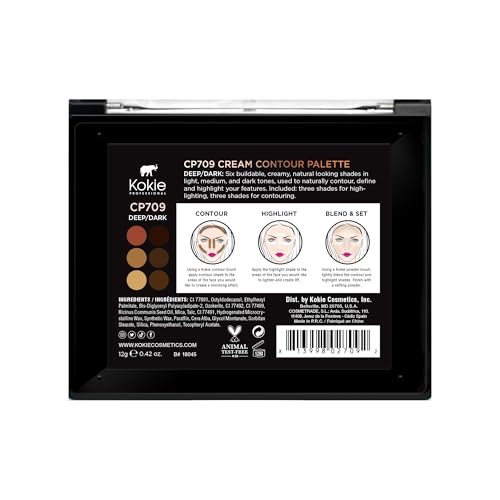 Kokie Cosmetics Cream Contour Kit - Deep/Dark, 6 Shades