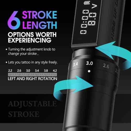 Tattoo Gun Kit - Kiss of Dragon Complete 2400mAh Rotary Tattoo Machine with 6 stroke length Options Dual batteries for longer working time