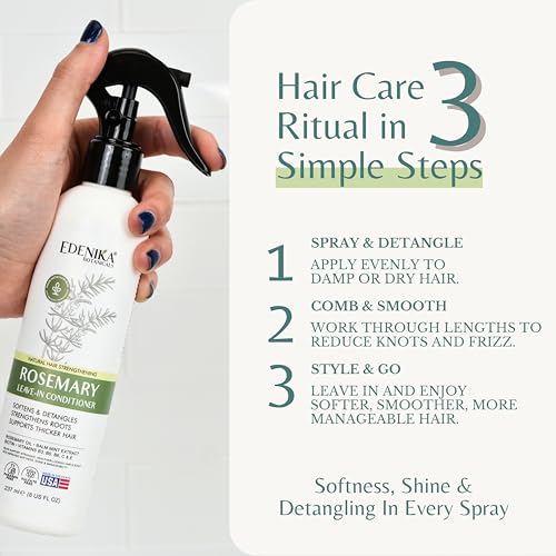 EDENIKA BOTANICALS Rosemary Leave-In Conditioner & Detangler for Stronger Hair