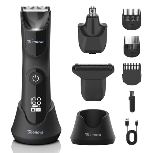 Electric Body Hair Trimmer Shaver - 3 in 1 Pubic Trimmer for Men - Bikini Trimmer for Women - No Nick Groin Ball Razor with Ceramic Blade Head, Wireless Dock Charging