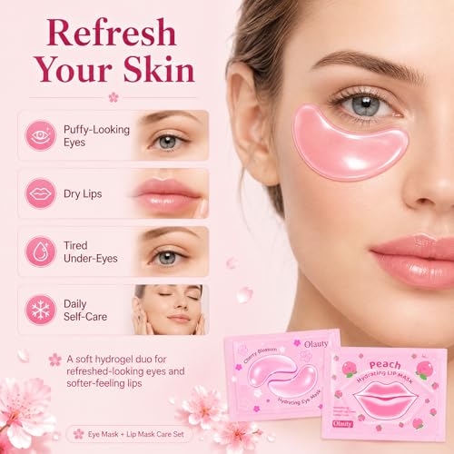 Sulily 30 Pairs Pink Collagen Lip Masks & Eye Patches Set