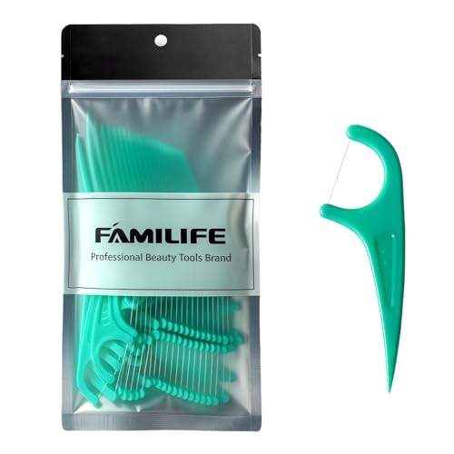 FAMILIFE Floss Picks 75 Count Mint Dental Floss Picks for Adults & Kids, Strong Thread Flossers & Tooth Picks Flossers for Daily Oral Care Travel Floss Bag