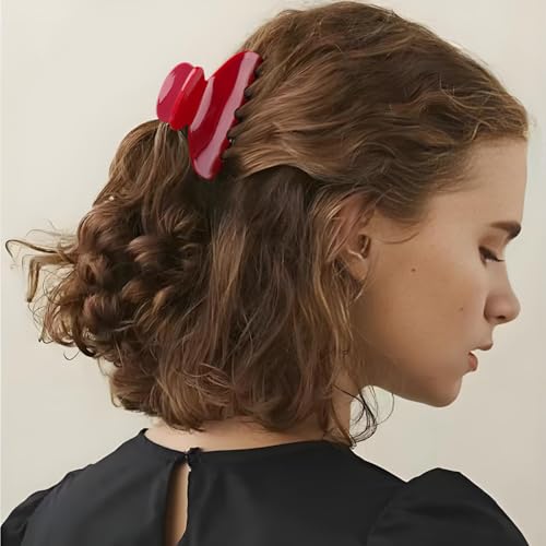 Medium Acetate Hair Claw Clip - Cherry Red, 3 Inch