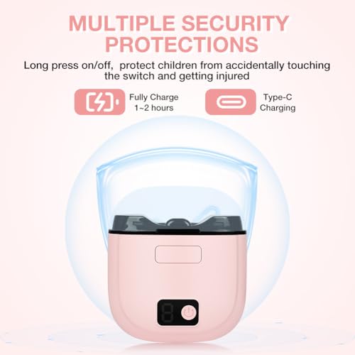 AOOWU Pink Electric Nail Clippers with 3 Speeds & LED Light, Rechargeable Manicure & Pedicure Trimmer for Seniors & Adults