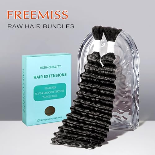 Freemiss 100g 16 Inch Deep Wave Human Braiding Hair - 2 Bundles