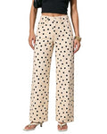 Grapent High-Waisted Wide Leg Polka Dot Denim Jeans for Women