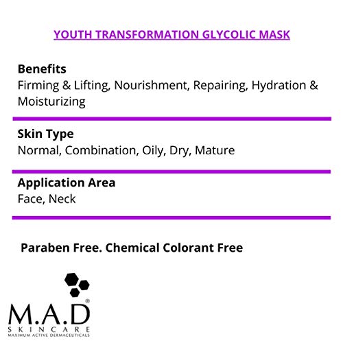 M.A.D Skincare Anti-Aging Youth Transformation Glycolic Mask 2 oz.