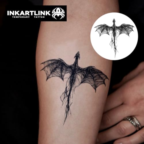 INKARTLINK Semi-Permanent Temporary Tattoo - Dragon Design, Waterproof 1-2 Week Wear