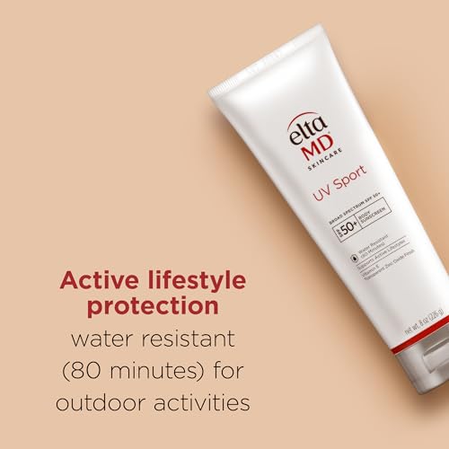 EltaMD UV Sport Sunscreen Lotion SPF 50 - Face and Body Sunscreen SPF 50, Water & Sweat Resistant, Zinc Oxide Formula for Active Lifestyles