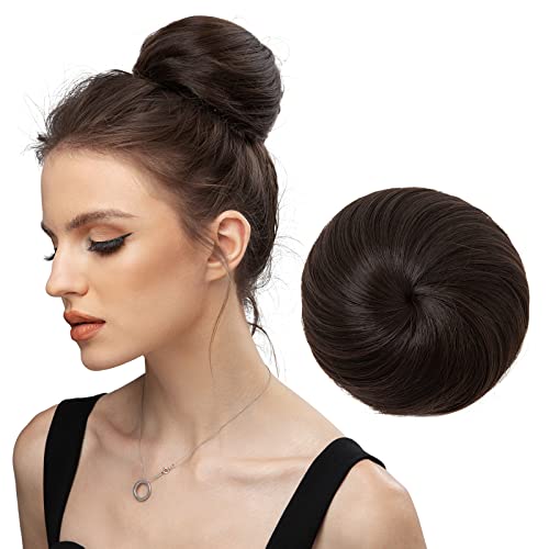SARLA Dark Brown Drawstring Hair Bun Extension Updo