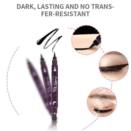 4-Piece Dual-End Eyeliner Stamp Pen Set - Shapes & Liner