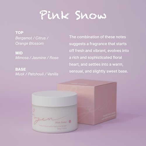 Body Cream with Perfume Splash Pink Snow - 2024 New Version, Bergamot Jasmine Vanilla Shea Butter Argan Oil Smell Good Scented Nourishing Body Lotion Gift Moisturizing for Dry Skin [7.05 OZ]