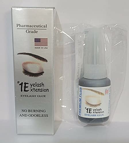 Premium Plus #1 Eyelash Extension Eyelash Bonding Glue Adhesive No Burning and Odorless 0.34 oz - Pharmaceutical Grade Made in USA, Black