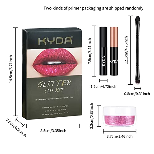 3-Color Glitter Lip Kit with Primer & Applicator