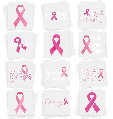 192 Pink Ribbon Breast Cancer Awareness Temporary Tattoos