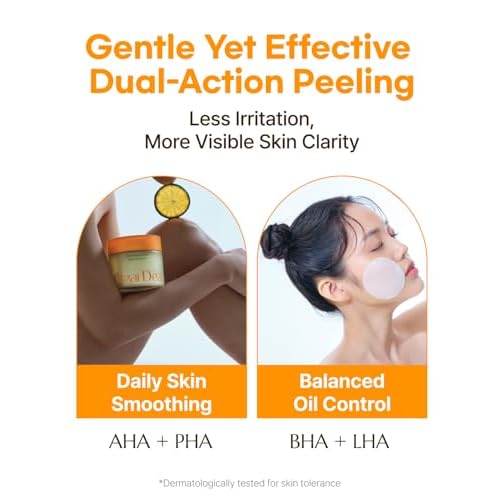 Green Tangerine Dual Peeling Pad ? Korean Exfoliating Toner Pads with 4HA Complex, Jeju Citrus Vinegar, Oil Control, Dual-Sided Texture, Hydrating & Smoothing, 50 Pads