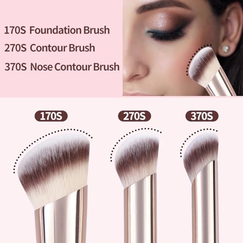 MAANGE Makeup Brush Set 5-Piece Professional Synthetic Makeup Brushes for Foundation, Blush, Power Concealer & Contour Application Travel Make Up Brush with Box (Black)