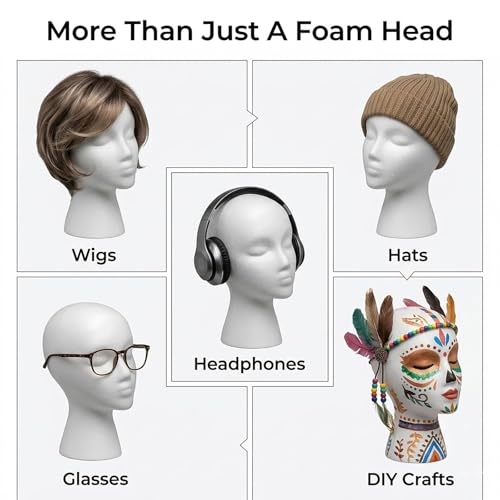 Female Styrofoam Mannequin Head Model - Wig/Hat Display Stand Art