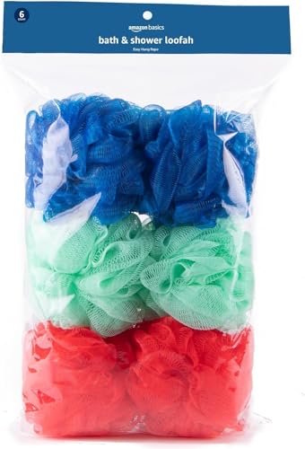 Exfoliating Mesh Bath Loofah Shower Sponge Set - 6 Pack, Multicolor