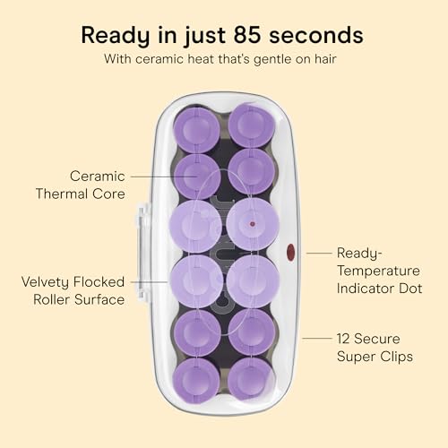 Conair Ceramic Hot Rollers Set, 12 Count with 2 Jumbo Sizes