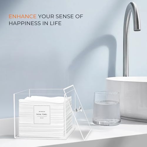Acrylic Face Towel Holder Dispenser Box with Lid
