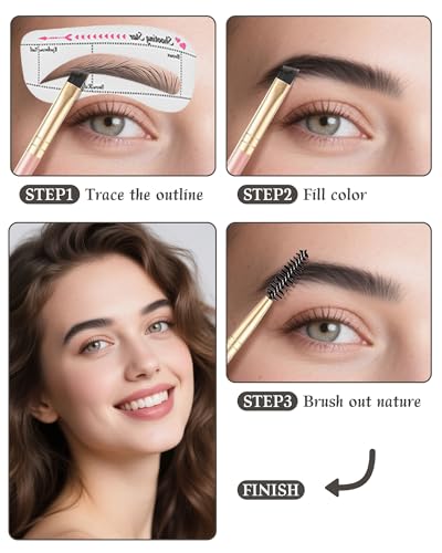 Waterproof Eyebrow Powder Kit with Brush, Razor & 10 Stencils