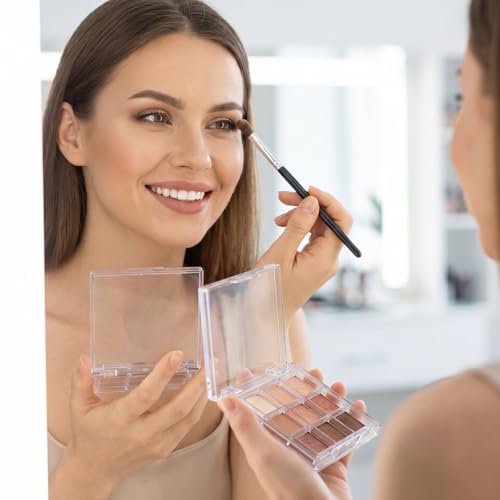Nogeqi 2-Pack Refillable Makeup Palette with 9 Compartments, Portable Clear Eyeshadow & Lipstick Organizer