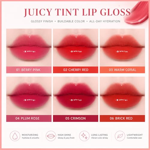 6-Color Lip Tint Stain Set, Waterproof Liquid Lipstick