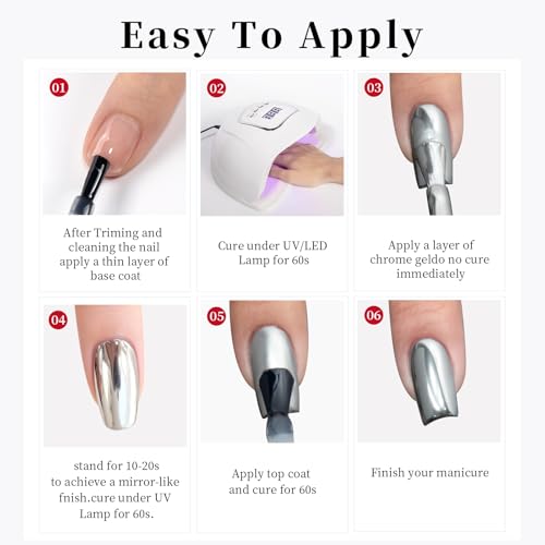 Silver Chrome Gel Polish 0.5oz - Mirror Nail Art