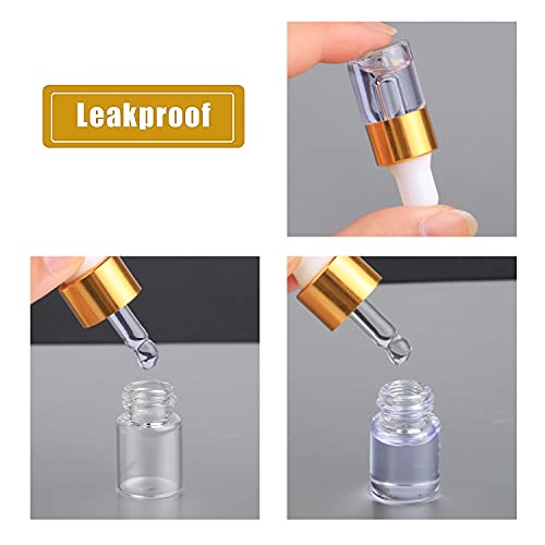 50pcs 1ml Clear Glass Dropper Bottles Essential Oils