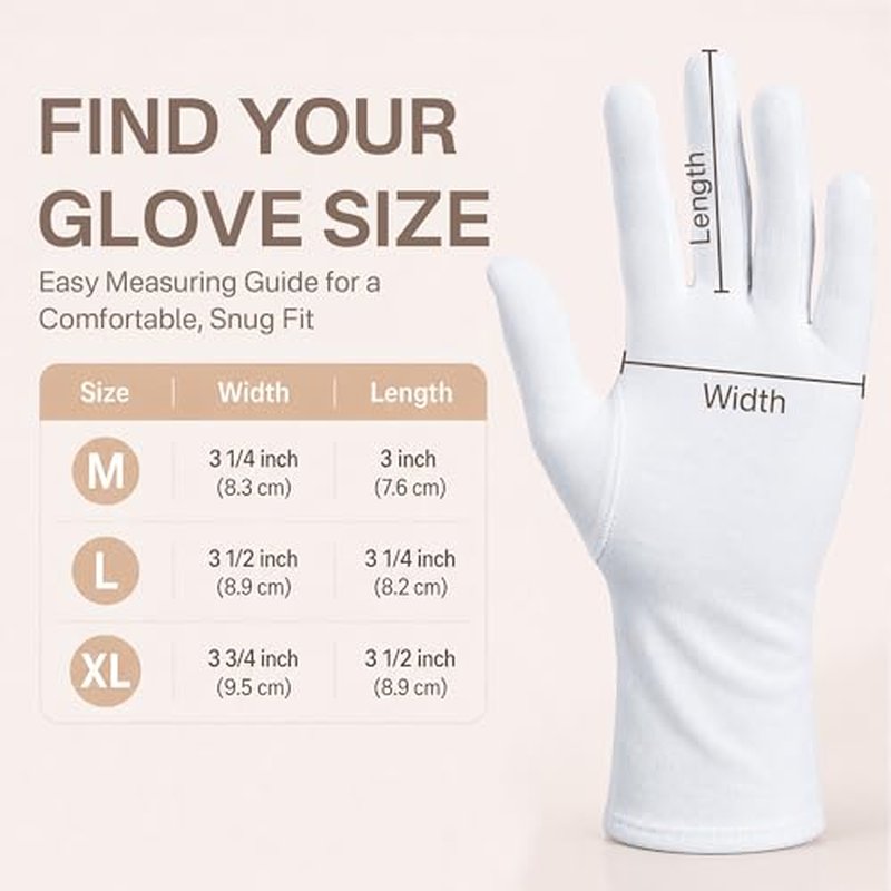 Cotton Moisturizing Gloves for Dry Hands - Overnight Hand Masks