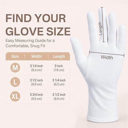 Originbuty L Size Cotton Sleep Gloves for Dry Hands, Moisturizing, 6 Pairs