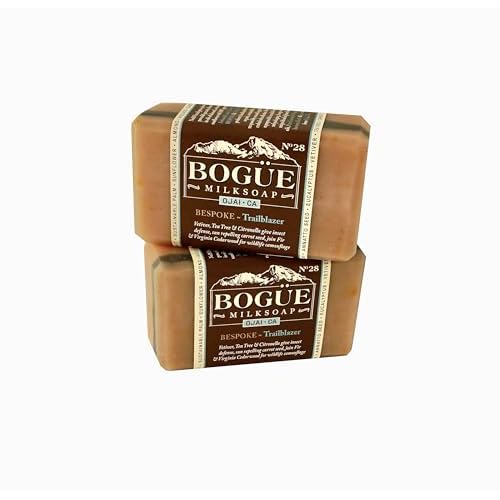 Handmade Goat Milk Soap 2 bars- BOGUE No.28 BESPOKE Trailblazer Blend Vetiver, Tea tree & Citronella defend from insects, sun repelling carrot seed & woodsy cedarwood for wildlife camouflage