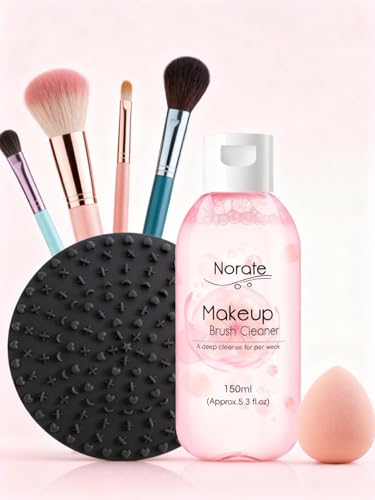 Norate Makeup Brush Cleaner Kit 2Pcs with Cleaning Mat & Solution