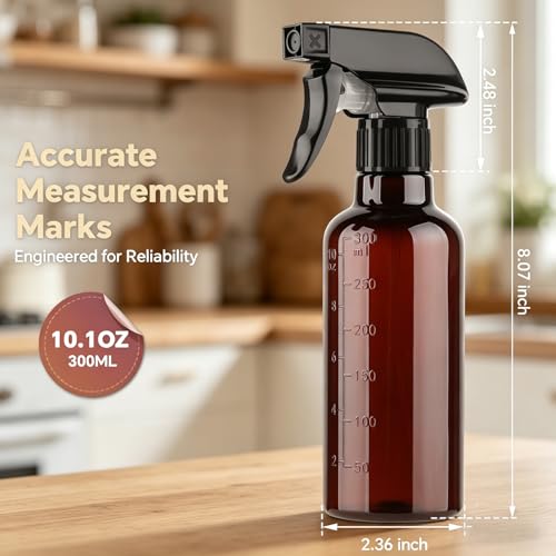 TTTred 10 oz Plastic Spray Bottles - Leakproof & Adjustable Nozzle (2 Pack)