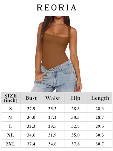 REORIA Womens Summer Sexy Sleeveless Square Neck Double Lined Going Out Cute Thong Bodysuit Tank Tops Grey Green Small