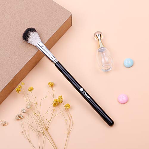 DUcare Highlighter Fan Brush - Soft Goat Hair Tool for Blending, Setting Concealer & Finishing