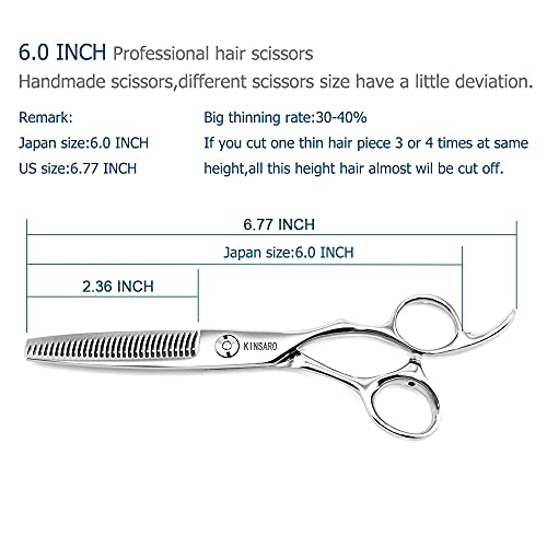 KINSARO 6 Inch Hair Thinning Scissors 440C Professional Grade