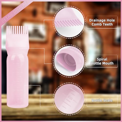 2-Pack Root Comb Applicator Bottle - 6 Oz Hair Oil Dispenser