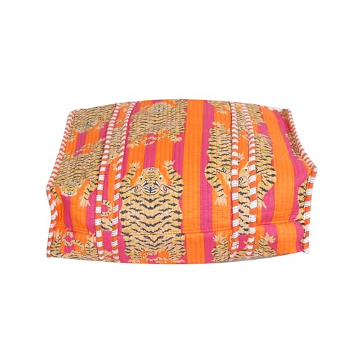 Multicolor Cotton Tiger Block Print Tote Bag - Handmade Unisex Shoulder Bag, LKGSM RUGS