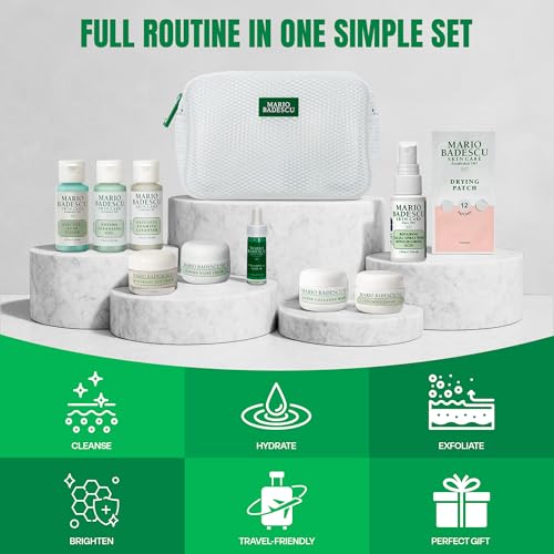 A Little Bit of Mario 10-Piece Skincare Kit ? Vitamin C Serum, Glycolic Acid Toner, Hyaluronic Dew Cream, Collagen Mask, HOCI Spray & Cleanser ? Brightening, Anti-Aging & Hydration ? Travel & Gift Set
