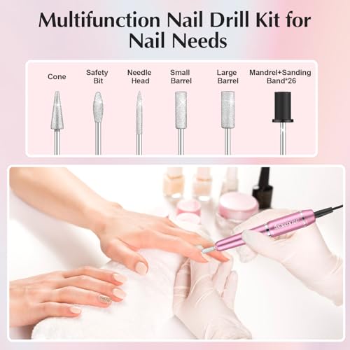 JIASHENG Portable USB Electric Nail Drill Kit for Acrylic Gel Nails