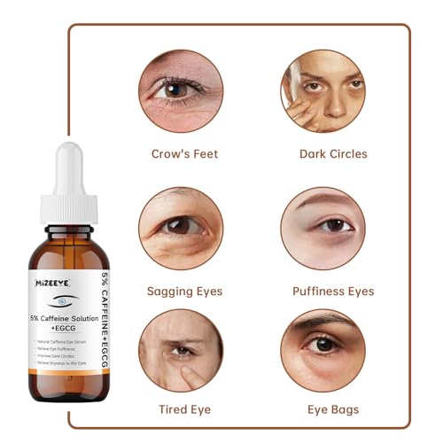 Caffeine Solution 5% + EGCG For Face, 30ML 2 PCS Moisturizing Caffeine Eye Serum For Dark Circles & Puffiness, Anti-aging Caffeine Serum.