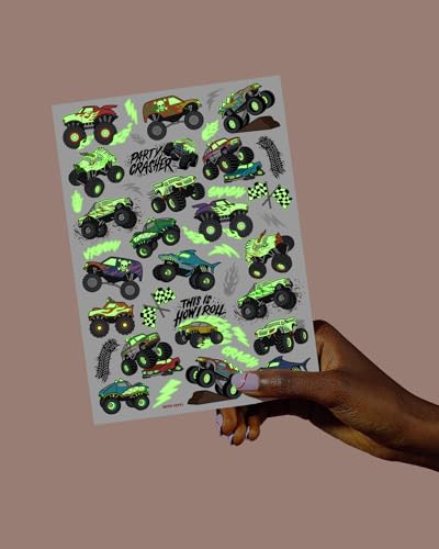 xo, Fetti Glow in the Dark Monster Truck Temporary Tattoos - 50 Pack